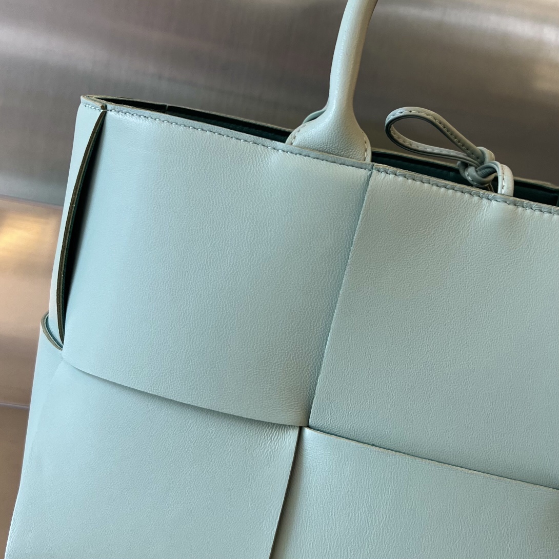 Small Arco Intreccio Leather Tote Bag Sky Blue